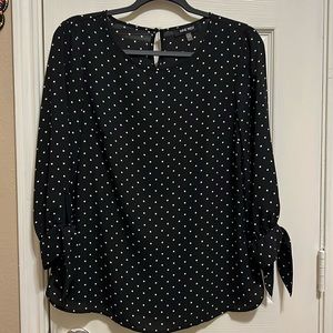 Nine West Size S Black and White Polkadots Blouse